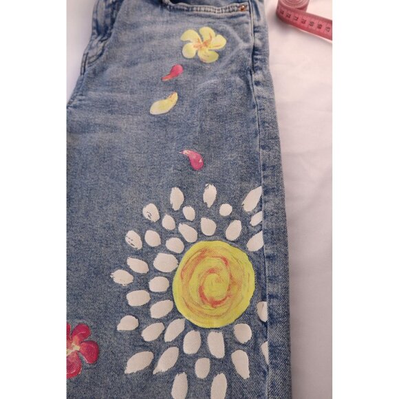 Wild Fable Painted D blue jeans Hippies seventies Peace Retro‎ Size - Picture 8 of 14